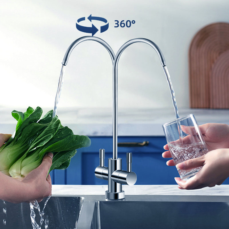 A8 800GPD Dual Output RO Water Filter System, 2.1L/min, 2:1 Waste Ratio, Under Sink Purifier