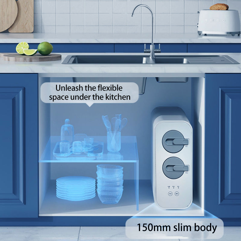 A8 800GPD Dual Output RO Water Filter System, 2.1L/min, 2:1 Waste Ratio, Under Sink Purifier