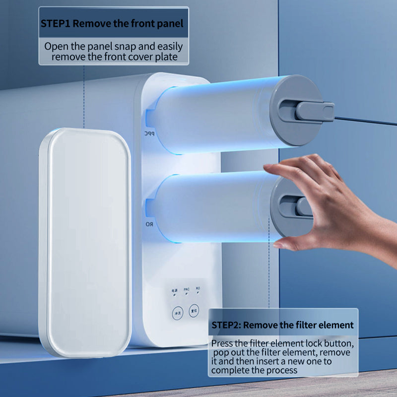 A8 800GPD Dual Output RO Water Filter System, 2.1L/min, 2:1 Waste Ratio, Under Sink Purifier